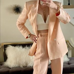 Vintage Peach Linen Suit by Giorgio Sant Angelo. Women Size 10. Made in India.